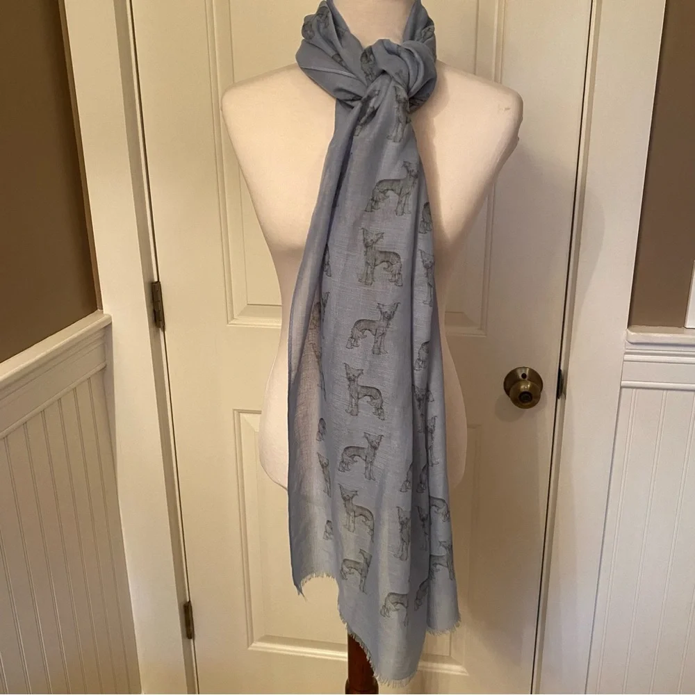 DOG EXHIBITOR SCARF WRAP BLUE BLACK CANINE DOG WHIMSY LARGE PASHMINA ACCESSORY